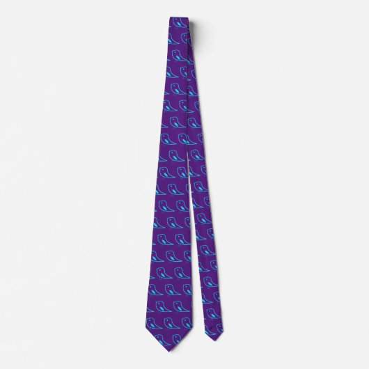 oiseaux rétro en violet royal - cravate moderne (Devant)