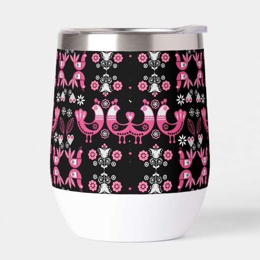 Oiseaux roses et blancs du folklore scandinave (Gauche)