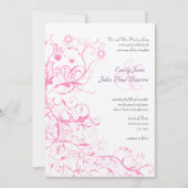 Oiseaux roses et tourbillons Invitations de mariag (Devant)