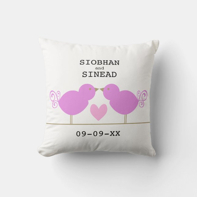 Oiseaux roses mignons avec le coussin rose de (Recto)