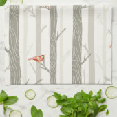 Oiseaux rouges sur serviettes de cuisine Aspen (Plié)