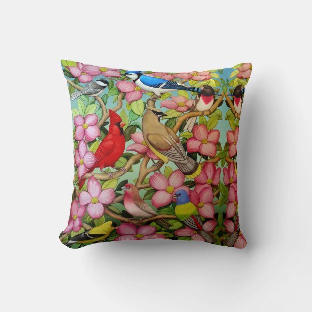 Oiseaux sauvages de jardin dans le coussin de (Recto)