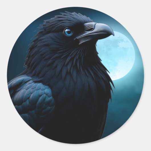 Oiseaux sauvages Lune Crow-Raven Stickers (Devant)