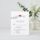Oiseaux Silhouettes Mariage Cartes RSVP - Rouge - (Debout devant)