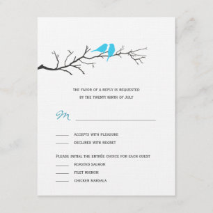 Oiseaux Silhouettes Mariage cartes RSVP - Turquois