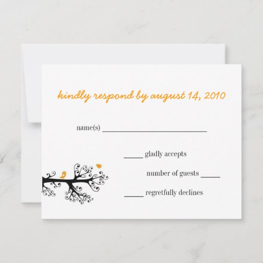 Oiseaux simples sur branche d'arbre RSVP (Dos)