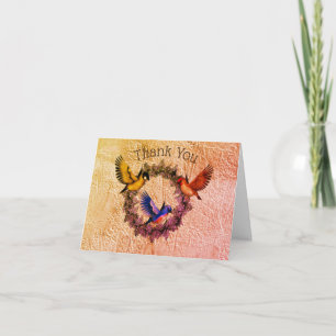 Oiseaux Sur Carte de remerciements De Courbe Fleur
