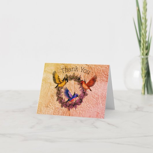 Oiseaux Sur Carte de remerciements De Courbe Fleur (Devant)