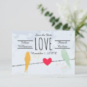 Oiseaux sur fil - 3x5 Enregistrer la carte Date (Debout devant)