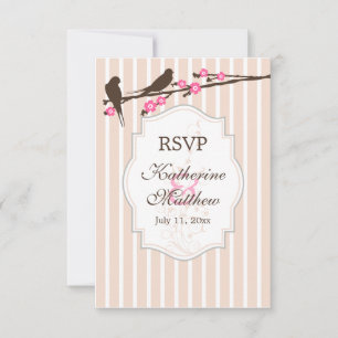 Oiseaux sur Fleur Cartes de réponse Sakura RSVP