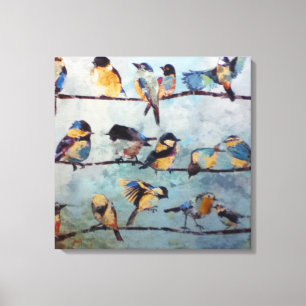 Oiseaux sur la copie de toile de fil