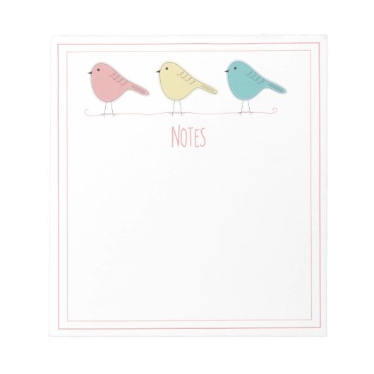 Oiseaux sur un Bloc-notes en fil (Devant)