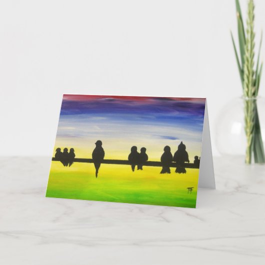 Oiseaux sur un fil Carte de voeux (Devant)
