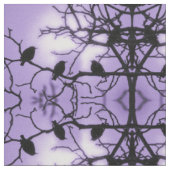 Oiseaux sur une branche - Tissu lavande (Fermer)