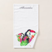 Oiseaux Toucans colorés Fleurs tropicales Bain Ser (Serviette à main)