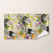 Oiseaux Toucans, Fleurs de Passion, Plumeria Tropi (Serviette à main)