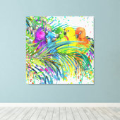 Oiseaux tropicaux d'une toile de plumes (Insitu (Plancher de Bois))