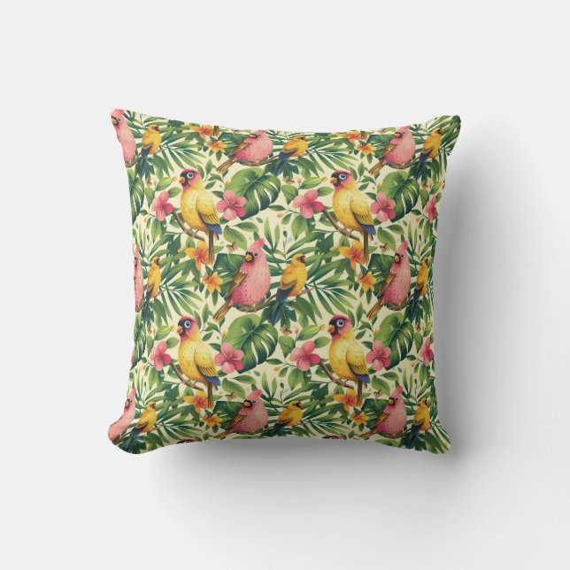 Oiseaux tropicaux et papillons Coussin de décorati (Recto)