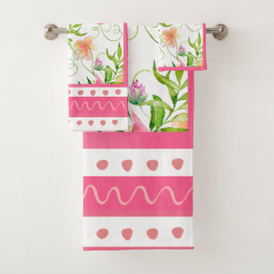 Oiseaux tropicaux Fleurs Tons roses contemporains