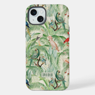 Oiseaux tropicaux vintage et feuilles de palmier b