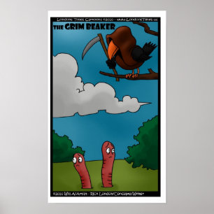 Oiseaux & Vers Le Grim Beaker Affiches Drôles
