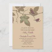 Oiseaux verts pourpres Invitation Mariage de autom (Devant)