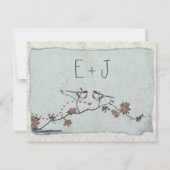 Oiseaux vintage Damask RSVP de mariage (Dos)