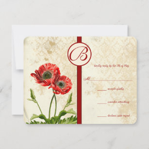 Oiseaux Vintage Damassé Poppy Mariage RSVP