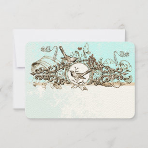 Oiseaux vintages Bronze Scroll Wedding RSVP