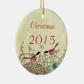 Oiseaux vintages Couples de Noël Ornement photo (Droite)