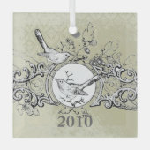 Oiseaux vintages Damas Ornement de Noël (Recto)