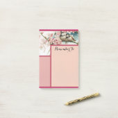 Oiseaux vintages Et Fleurs 1 Notes Post-it (Sur un bureau)