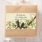 Oiseaux vintages Fleur jaune Étiquettes (En situation)