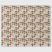 Oishii Sushi Fun Illustrations Pattern (grijs) Cadeaupapier (Vlak)