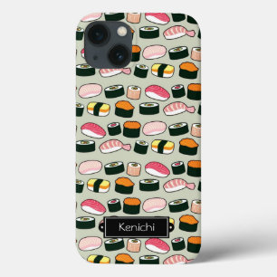 Oishii Sushi Fun Illustrations Pattern (grijs) iPhone 13 Hoesje