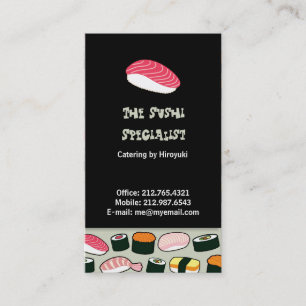 Oishii Sushi Fun Illustrations Pattern (grijs) Visitekaartje
