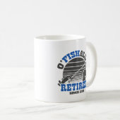 Oishroob Gevist pensioneringsgift blauw Koffiemok (Voorkant rechts)