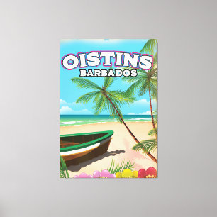 Oistins Barbados vintage strandposter Canvas Afdruk