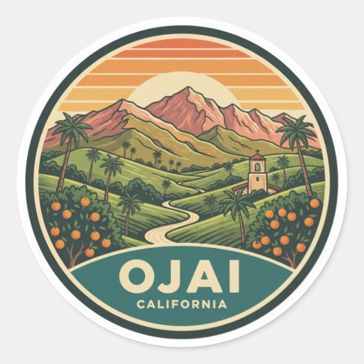 Ojai California Ronde Sticker (Voorkant)
