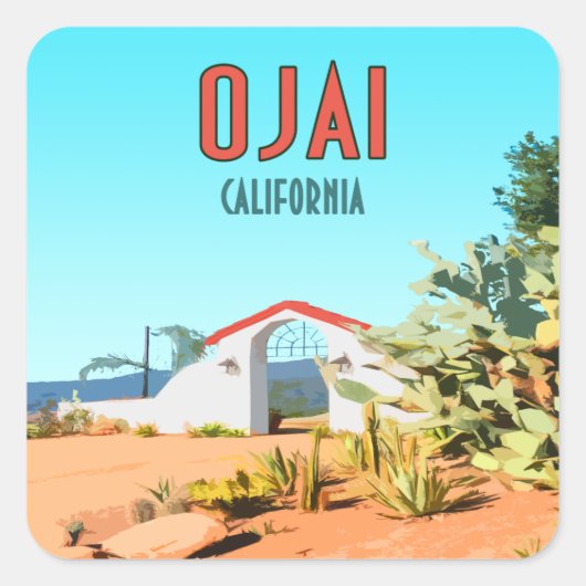 Ojai California Succulent Cactus  Vierkante Sticker (Voorkant)