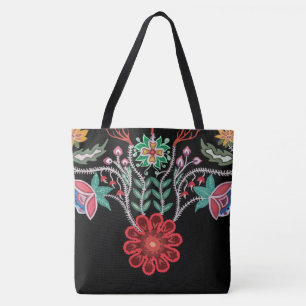 Ojibwe Firekeepers Floral Motif Black Draagtas