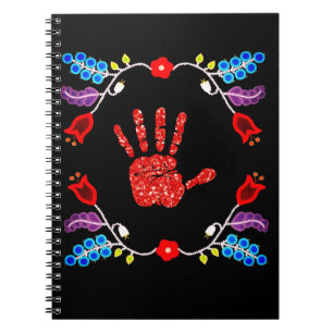 Ojibwe Floral Motif MMIW Black Notitieboek