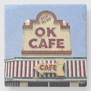 OK Cafe, Buckhead Atlanta Landmark Stone Onderzett Stenen Onderzetter