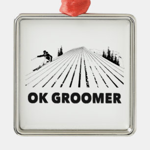 Ok Groomer Skiing Metalen Ornament