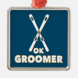Ok Groomer Skis Metalen Ornament