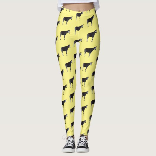 Okapi cartoon illustratie leggings (Voorkant)