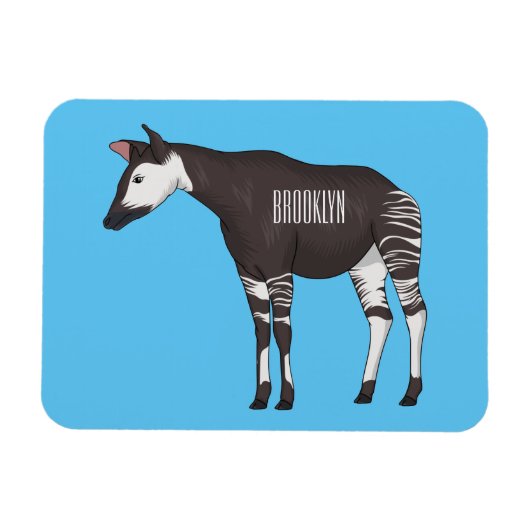 Okapi cartoon illustratie magneet (Horizontaal)