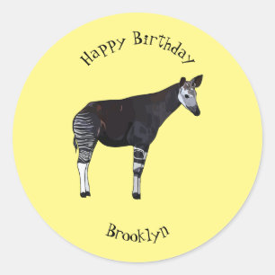 Okapi cartoon illustratie ronde sticker