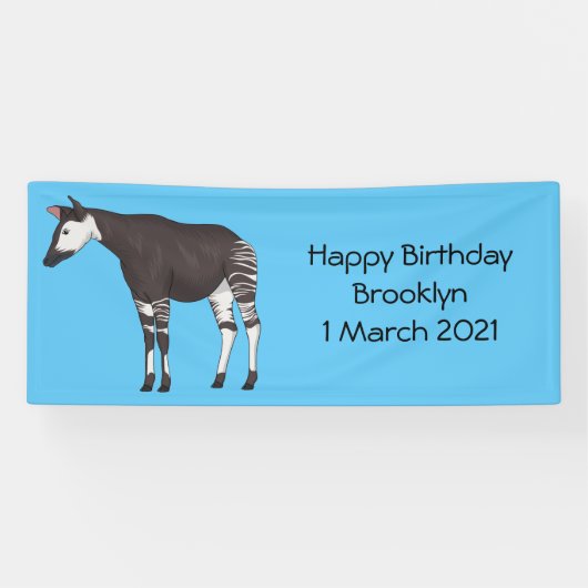 Okapi cartoon illustratie spandoek (Horizontaal)
