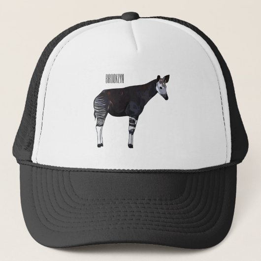 Okapi cartoon illustratie trucker pet (Voorkant)